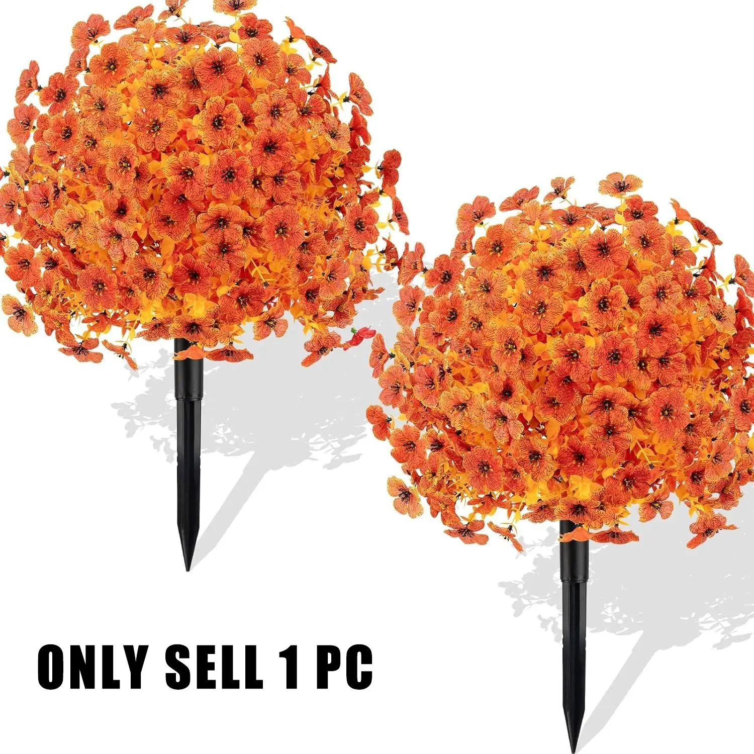 1 set of autumn orange synthetic flower arrangement, Artificial Flower Arrangement, resistant to UV rays, realistic and lush eucalyptus leaves arrangement, suitable for garden lawn decoration, outdoor porch decoration of flowers, Fake Flowers For Outdoors