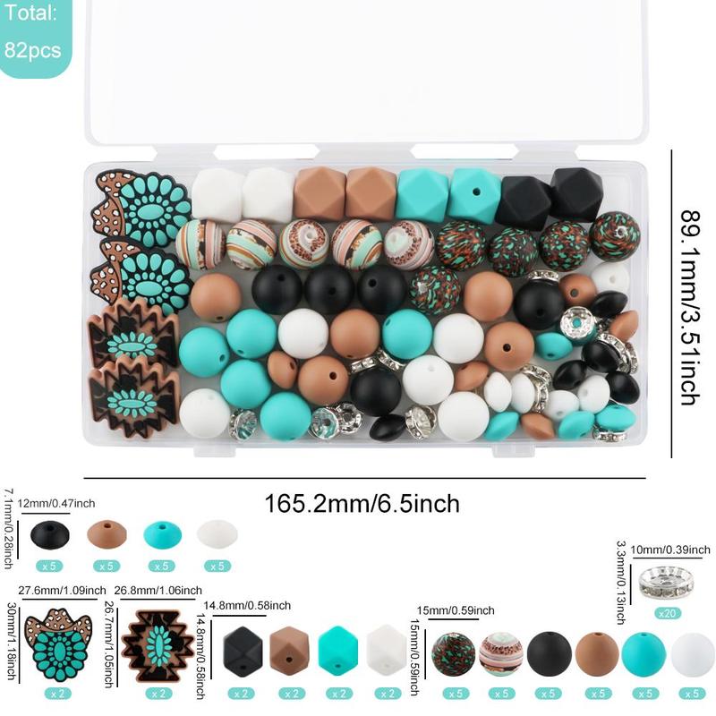 Silicone Beads Kit, 82pcs/box Beads Making Kit, Bead Assortment, DIY Jewelry Making Supplies for Bracelet Necklace Earrings Pendant Making, DIY Crafts, Handmade Gifts, Beads Set, DIY Mix Beads, DIY Beading Accessories