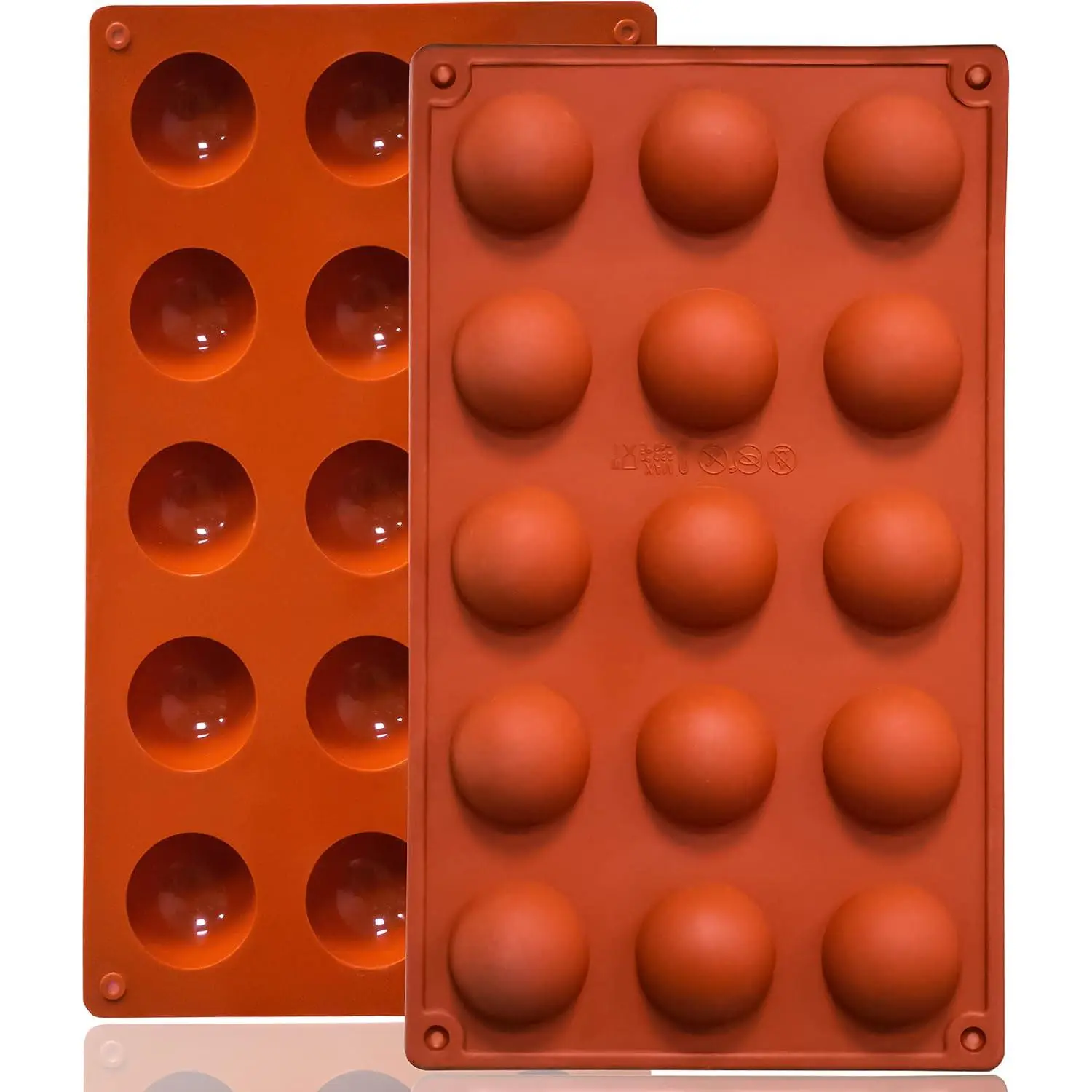 Small 15-Cavity Semi Sphere  Molds Non-Stick,2 Packs Half Sphere  Baking Molds for Making Jelly, Chocolates and Cake