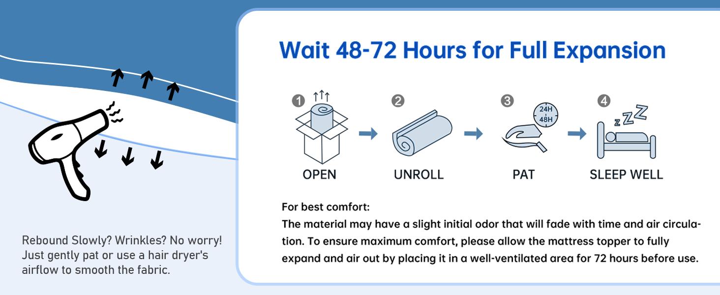 Firm Mattress Topper Full: 3 Inch High Density Foam for Back Pain - Breathable Bed Topper - Bamboo Washable Cover with Anti-Slip Straps - CertiPUR-US Oeko-Tex Certified 75x54