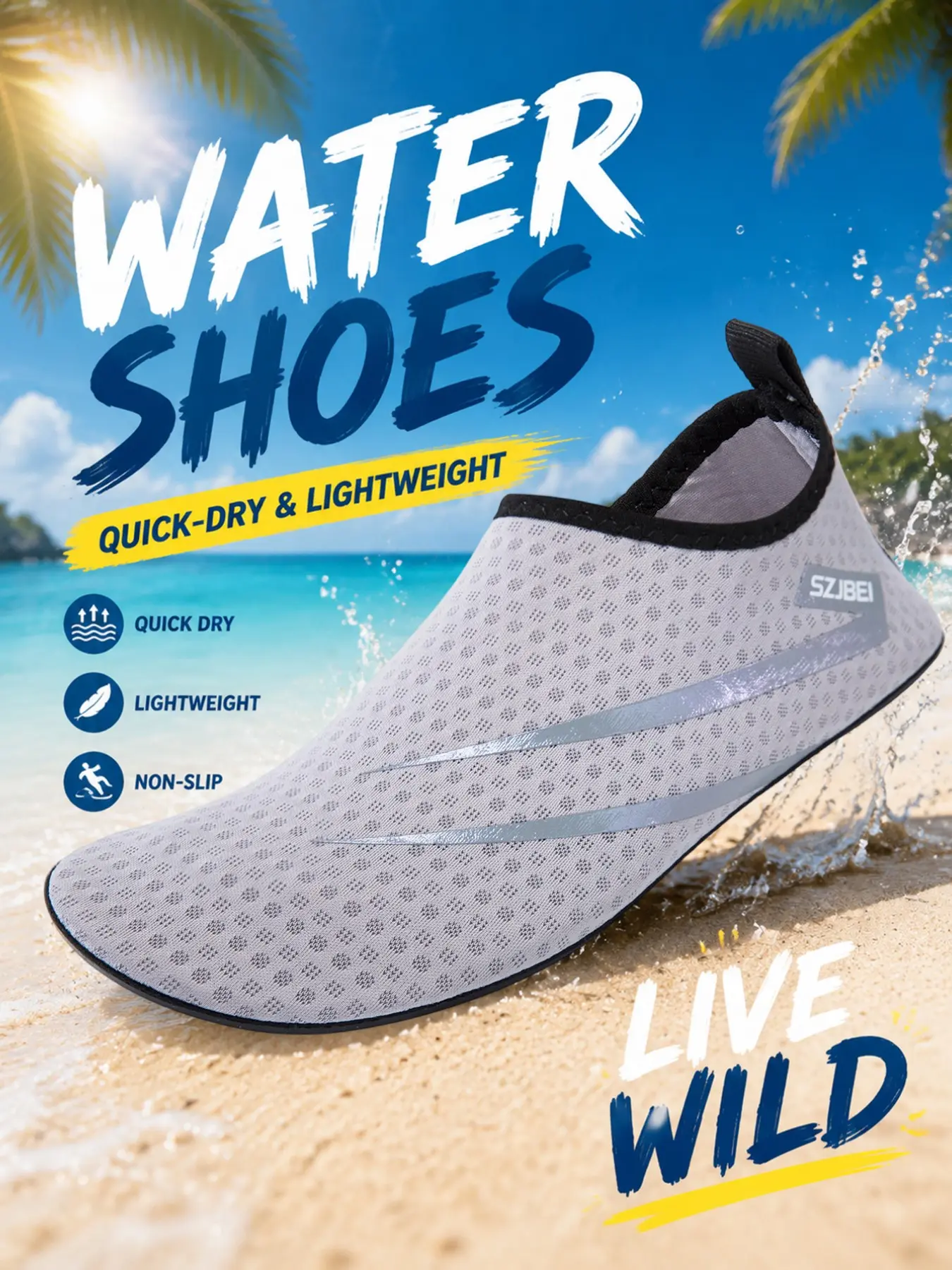 Unisex Quick-Dry Water Shoes, Ideal for Outdoor Activities, Beach, Kayaking, Fishing, Yoga, Water Dancing, Foldable, Lightweight, New Arrival