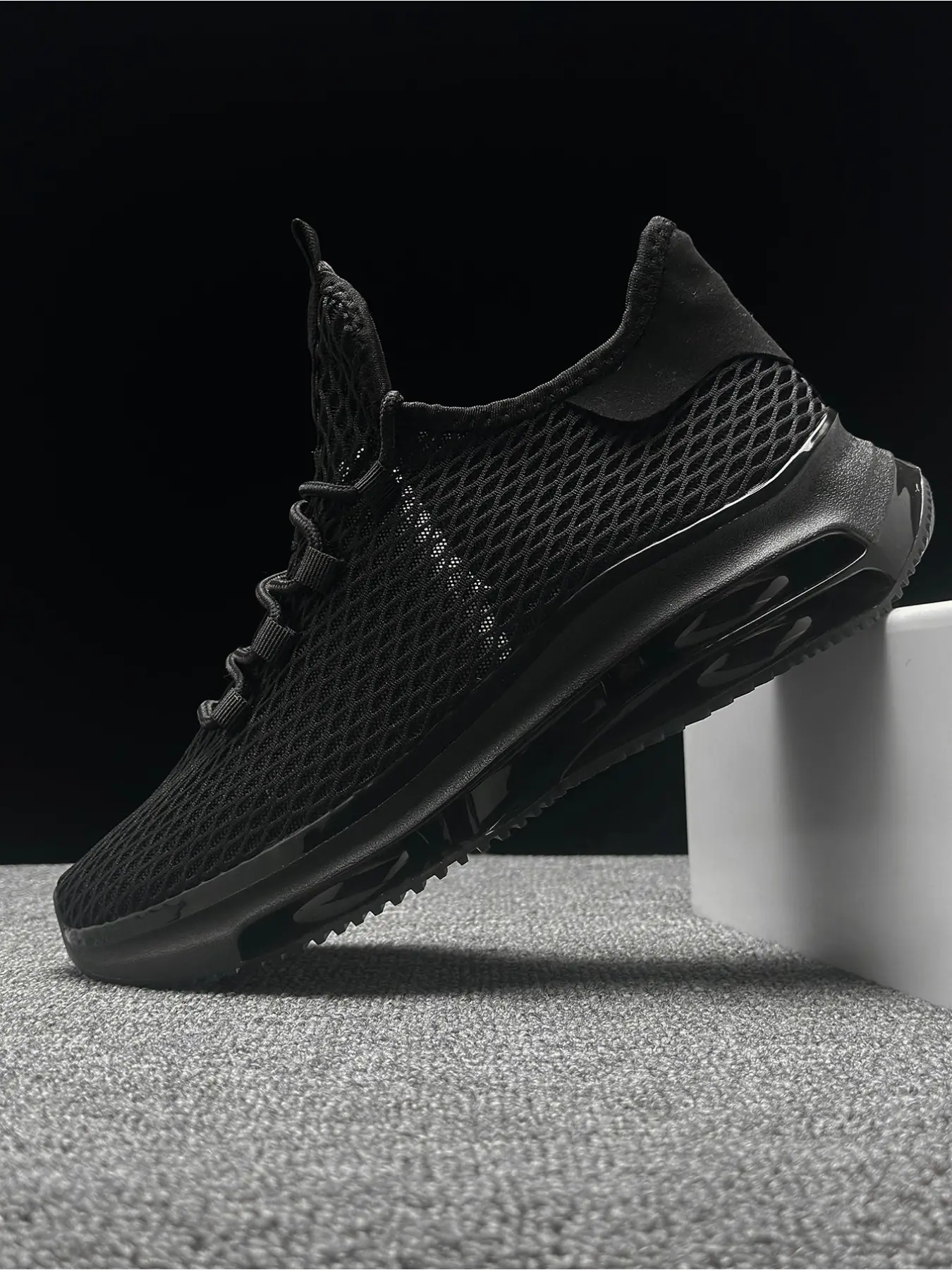 Mens Comfort Training Athletic Sneakers Wear Resistant Thick Rubber Sole Breathable Knit Walking Footwear