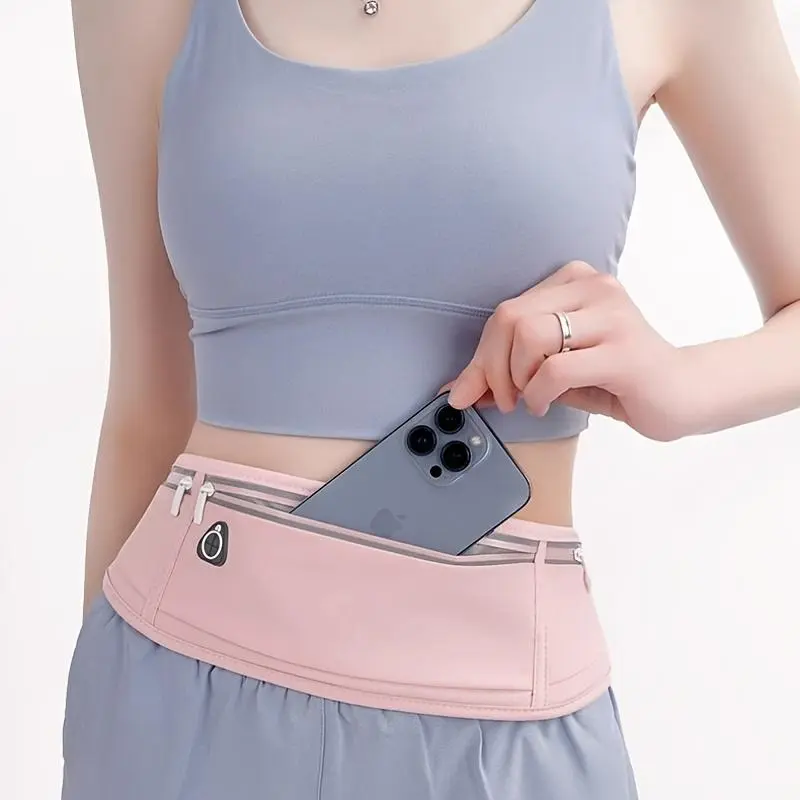2pcs Lightweight Reflective Running Belt, Adjustable Sports Waist Pack with Cable Port for Men and Women