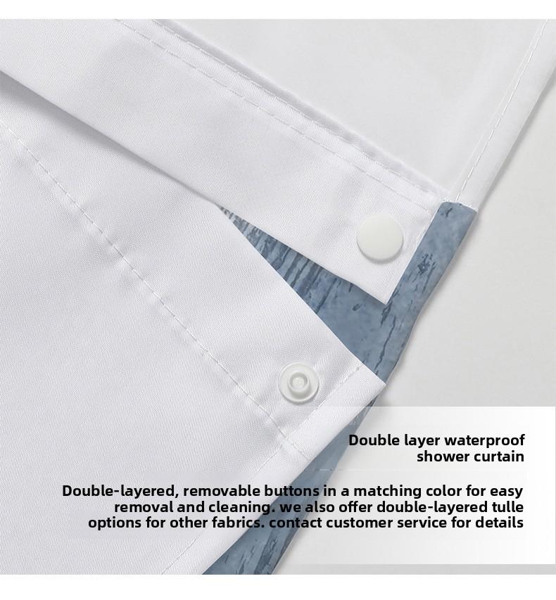 3D Digital Printing Blue Daisy Double Layer Shower Curtain Polyester Waterproof and Mildew Proof Bathroom Partition Curtain