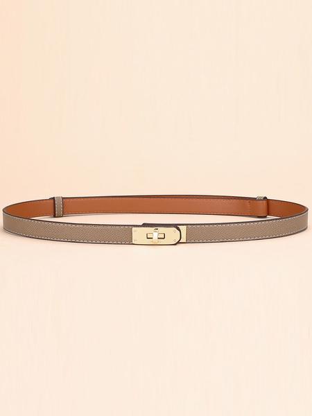 Adjustable Thin Belts For Womens Skinny Belts For Dresses Womens Solid Color Alloy Turn Lock Belts For Jeans