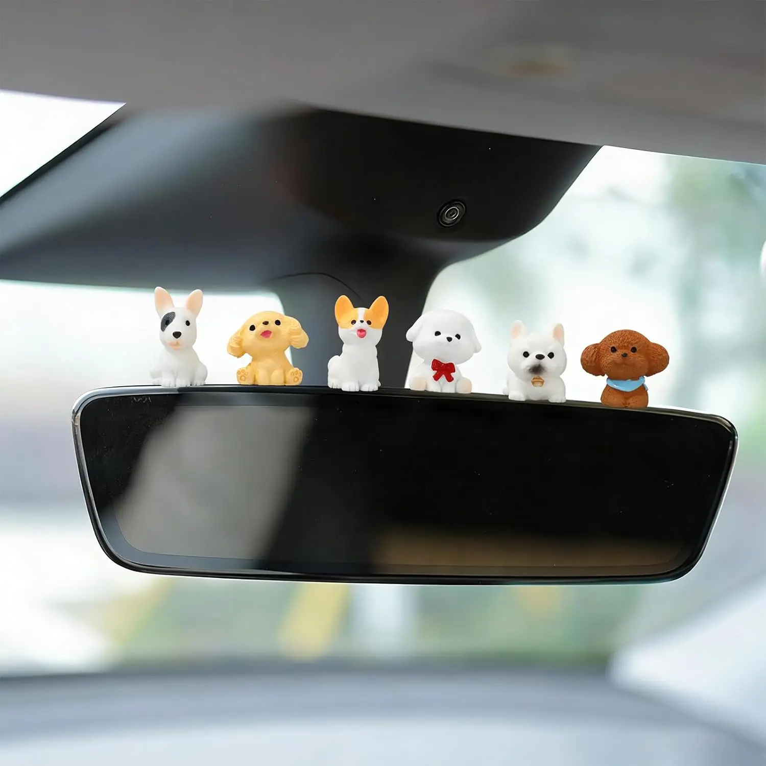 6 Pcs Cute Dog Car Dashboard Decor Computer Monitor Figurines Mini Resin Figurines for ,Dashboard Decorations Office Desk Accessories Desk Decor