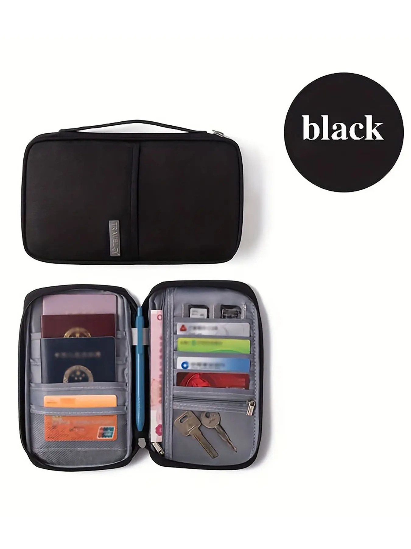 Whole‑Family Waterproof Zipper Passport Holder, Multi‑functional Leather Document Wallet, Multi‑card Slots For Family Passports & Cards, Portable Pouch For Family Vacation & Overseas Travel