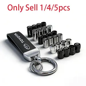Car Keychain Suede Keyring with Tire Valve Caps Tyre Rim Stem Covers For Toyota Corolla C-hr Rav4 86 Avensis T25 Auris Land Cruiser Yaris Hilux Prius Camry