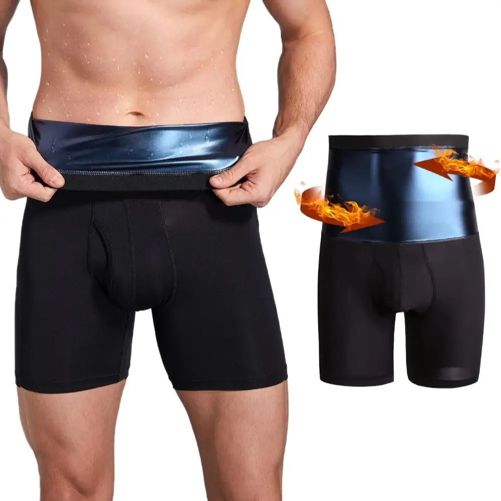 Male Thermal Wear Sauna Shorts, High-Waisted Compression Body Shaper with Abdominal Control for Workout, S, Sleeveless