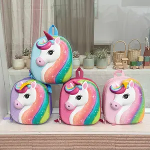 Graduation Season Cartoon Unicorn Hard Shell Backpack for Toddler Ages 3-5, 3D Cute Double Shoulder Bag for Kindergarten Boys Girls, Lightweight Preschool School Bag for Travel