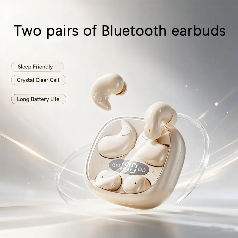 2 Pairs Sleep Wireless Earbuds, Invisible Bluetooth Mini Headphones for Side Sleepers, Comfort Noise Isolating Sleeping Earphones with LED Digital Display Charging Case, HiFi Stereo, Long Battery Life for Meditation, Travel