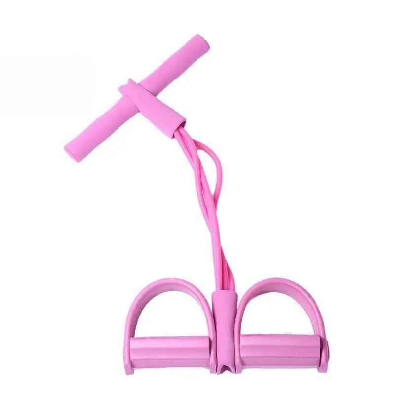 Pink 4-Tube Yoga Pedal Resistance Band, 1pc Multifunctional PVC Fitness Equipment, Suitable for Abdominal, Waist, Arm Stretching Exercises