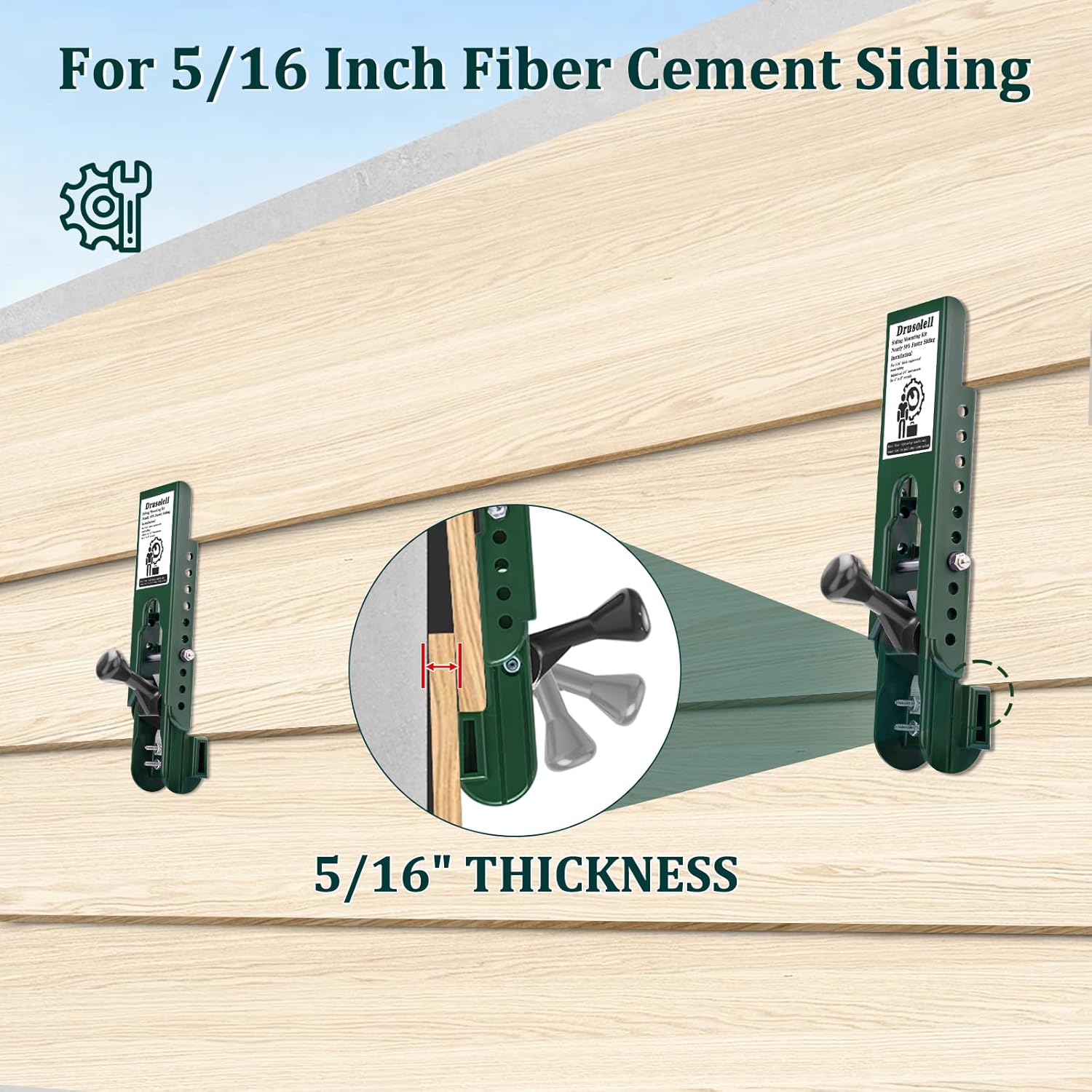 Siding Installation Tools Compatible with 5/16- Inch Fiber Cement Siding, Siding Mounting Kit with Adjustable Reveals, Lap Siding Gauge Made of Polycarbonate Body, Green