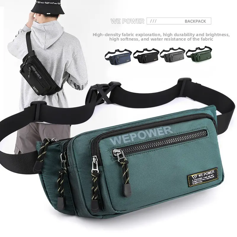 New sports fanny pack, fashionable men's breast bag, messenger bag, outdoor running mobile phone bag, fitness equipment bag.