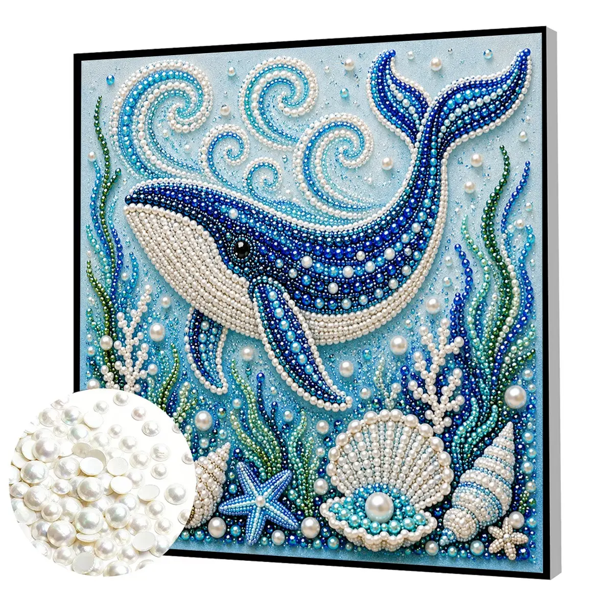 Ocean Theme Diamond Painting Pearl Art DIY Kits, 5D Mosaic Full Drill, Stress Relief Handmade Gift, Wall Decor, Holiday Best Gift