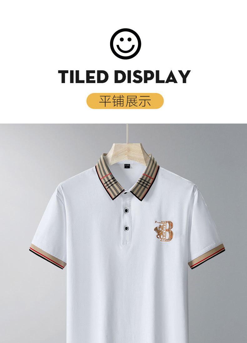 New Summer High-Quality Pure Cotton Men's Polo Shirt Solid Color Embroidered Lapel Top