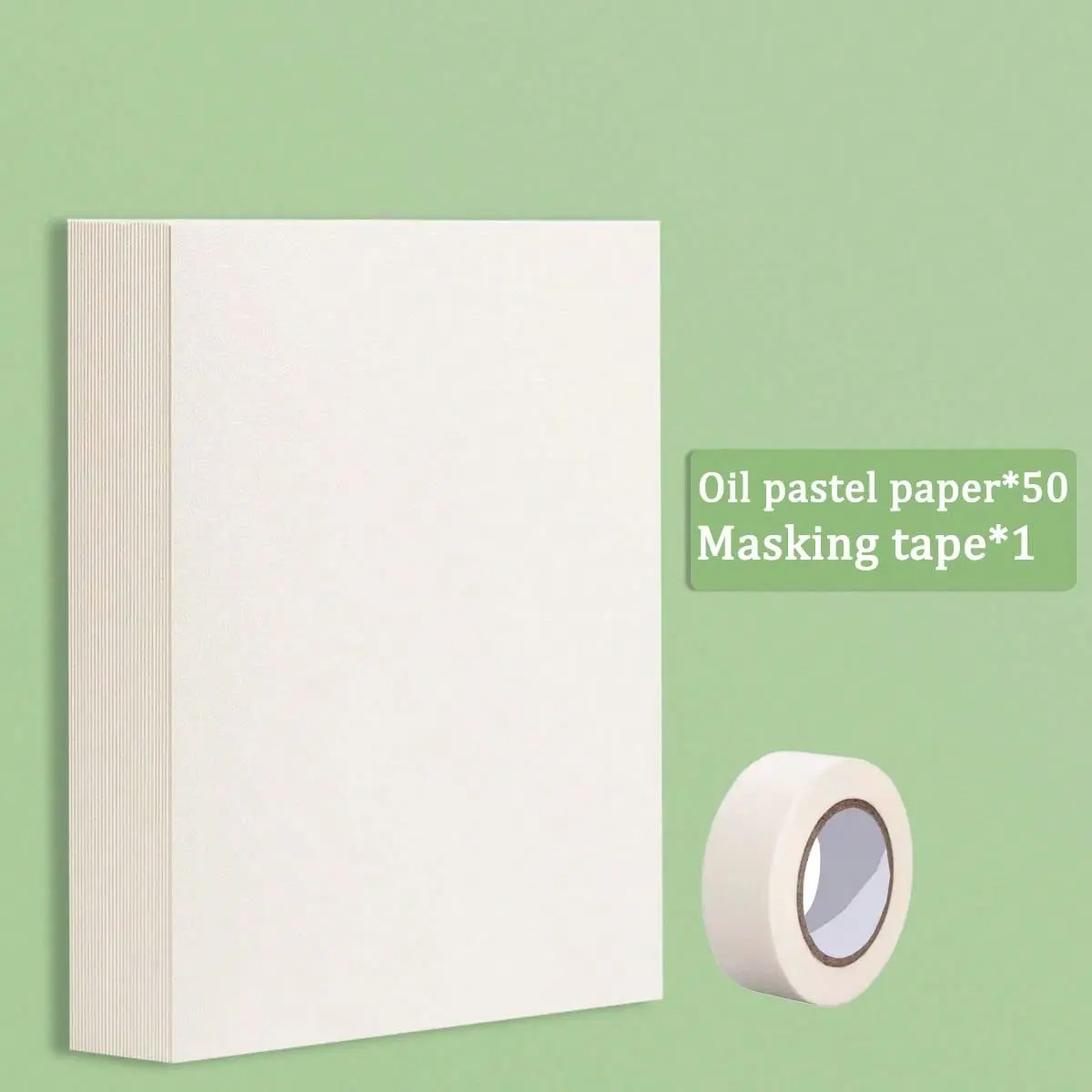 1 set, 50 sheets of oil painting paper+1 roll of masking tape. Oil paint acrylic pigment specialized paper.