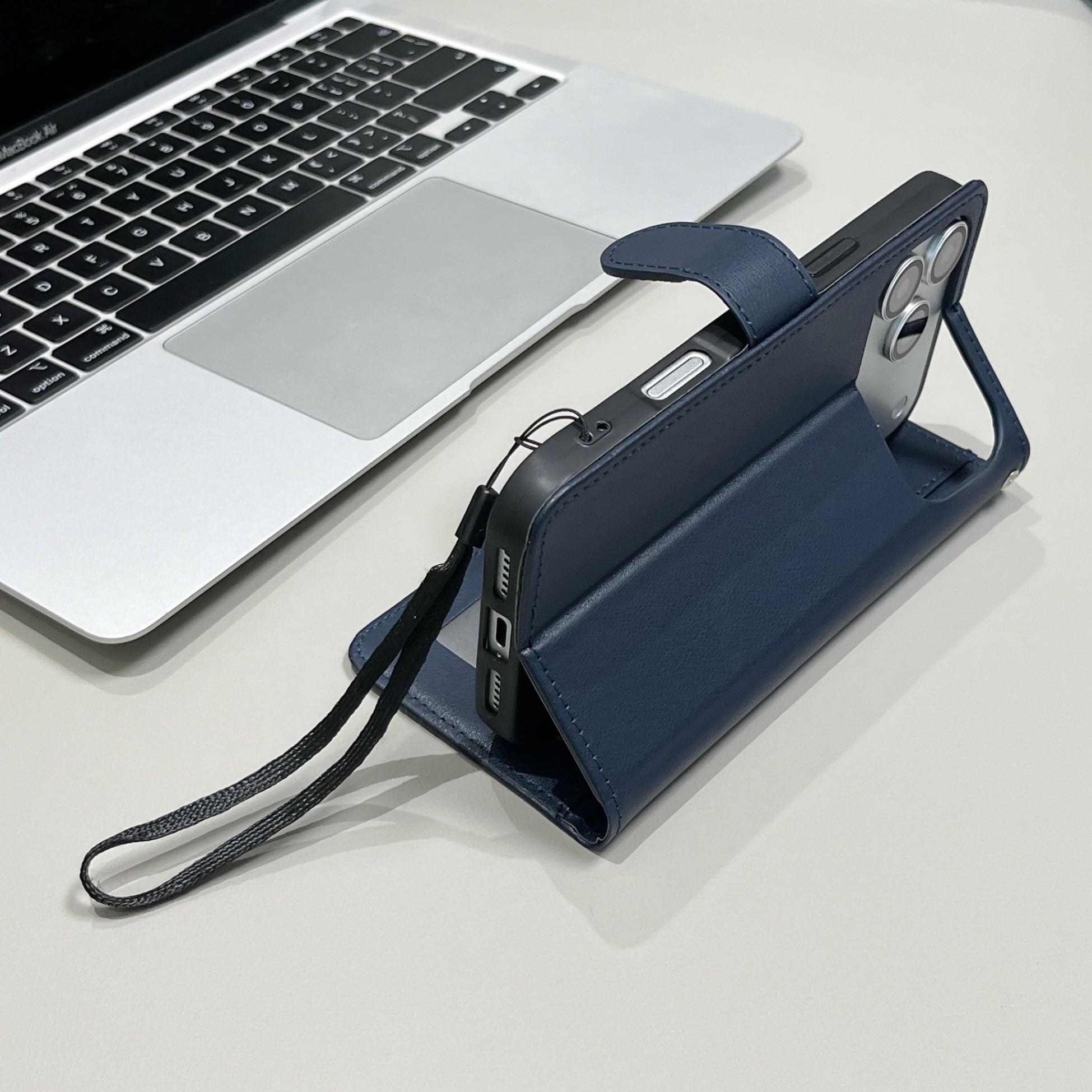 Luxury Leather Flip Wallet Case for Men, Kickstand Card Holder, Shockproof Folio Cover for iPhone 17 Pro Max 16 Pro Max 15 14 13 12 11