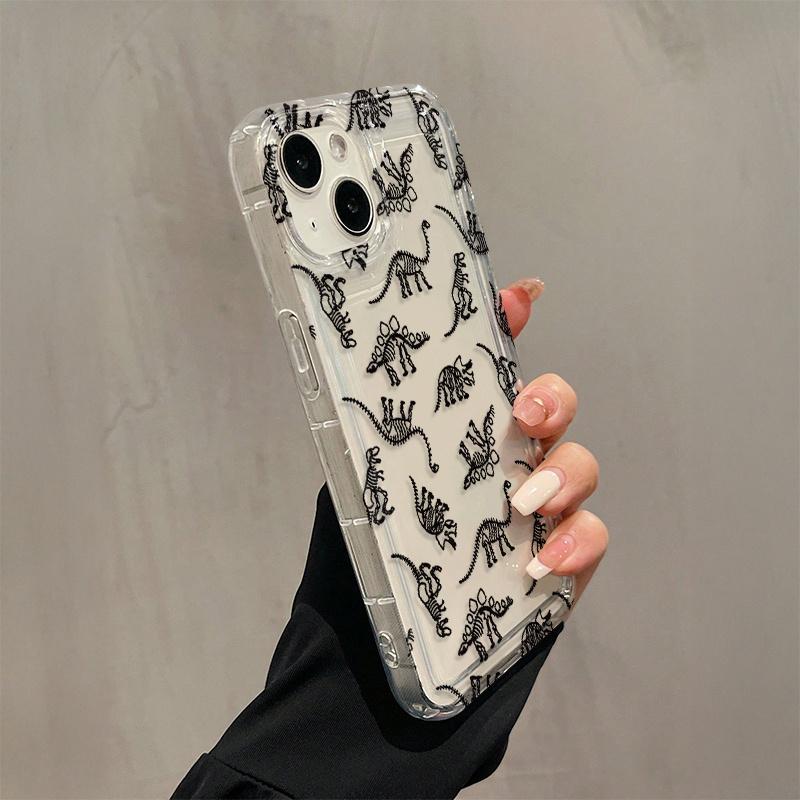 1 transparent dinosaur fossil TPU material anti-drop case with precise hole positioning and full protection, suitable for Apple iPhone cases iPhone6/7/8/X/11/12/13/14/15/16 pro/16 Pro max/16plus