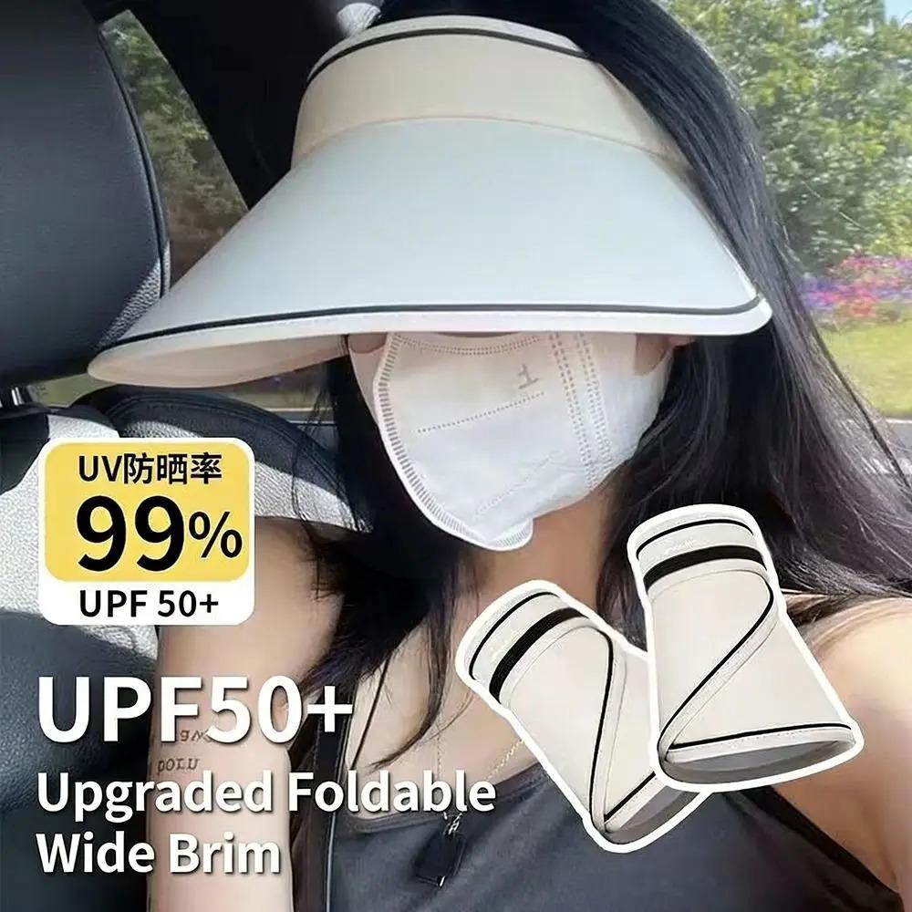 UPF 50+ Sun Visor Hat for Women Men, Foldable Wide Brim UV Protection Cap for Golf, Running, Hiking, Beach, Tennis & Outdoor Sports
