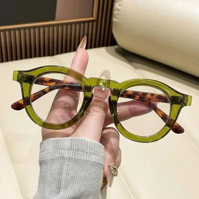 New European and American style round classic vintage high-quality versatile light luxury natural look youthful men's and women's HD reading glasses, elegant literary minimalist, PC material,  1.0 to  4.0 diopters, suitable for daily mobile gaming, comput