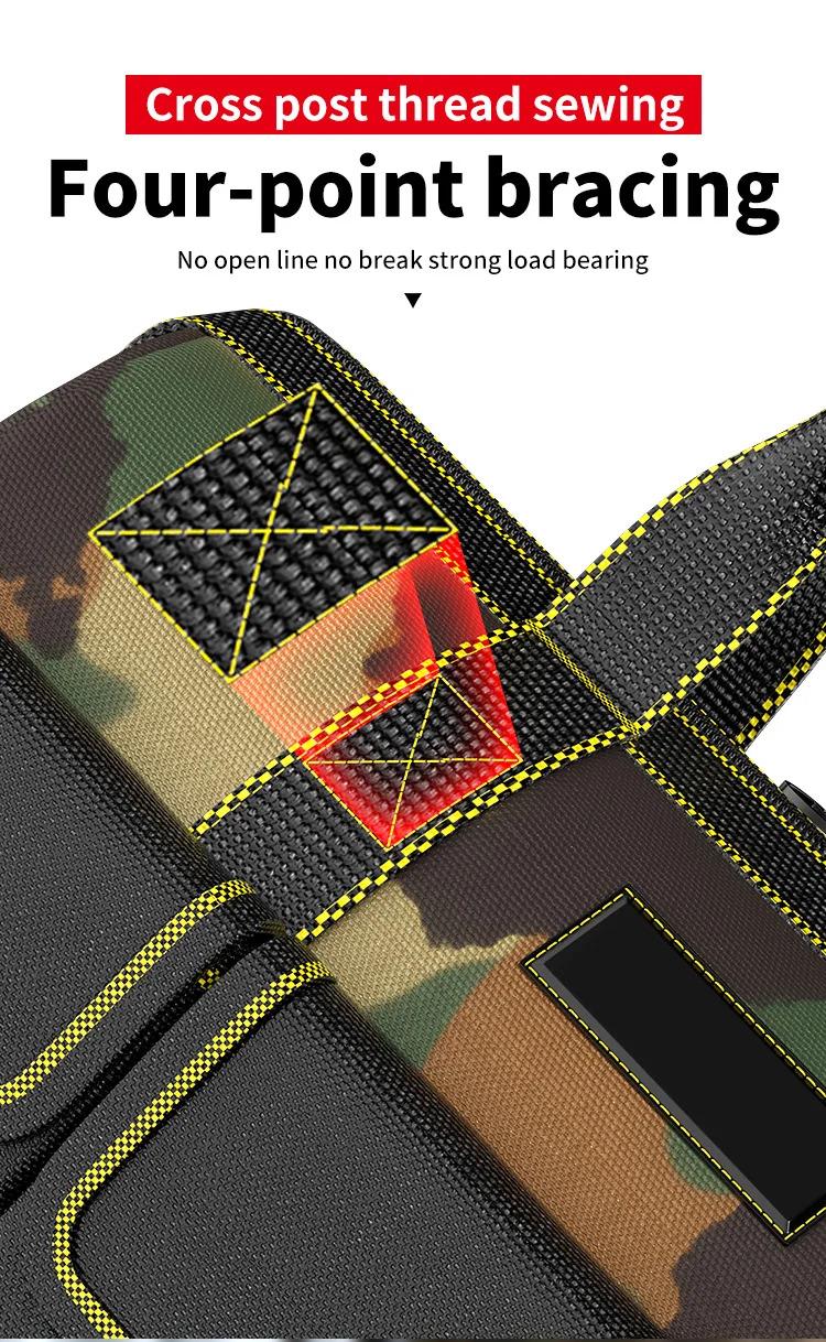 Multi-Pocket Durable Oxford Cloth Tool Case 1680D Double-Layer Reinforced PP Bottom 19in x 25in x 23inOUDISI 19inch Professional Electrician Tool Bag Reflective Waterproof