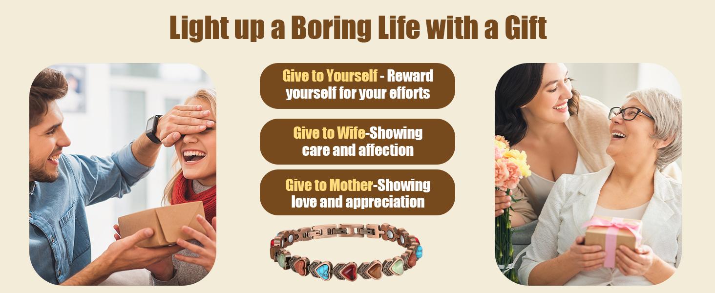 Jecanori Copper Bracelet for Women, Pure Copper Magnetic Bracelets ,Natural Unique Gemstone,  Gifts for Women