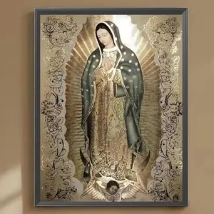 Guadalupe Virgin Mary Pattern DIY Diamond Arts Colorful Painting Kit without Frame, DIY 5D Diamond Arts Painting Kit, Wall Art Decor for Home Bedroom, Handicraft, Diamond Painting Kits