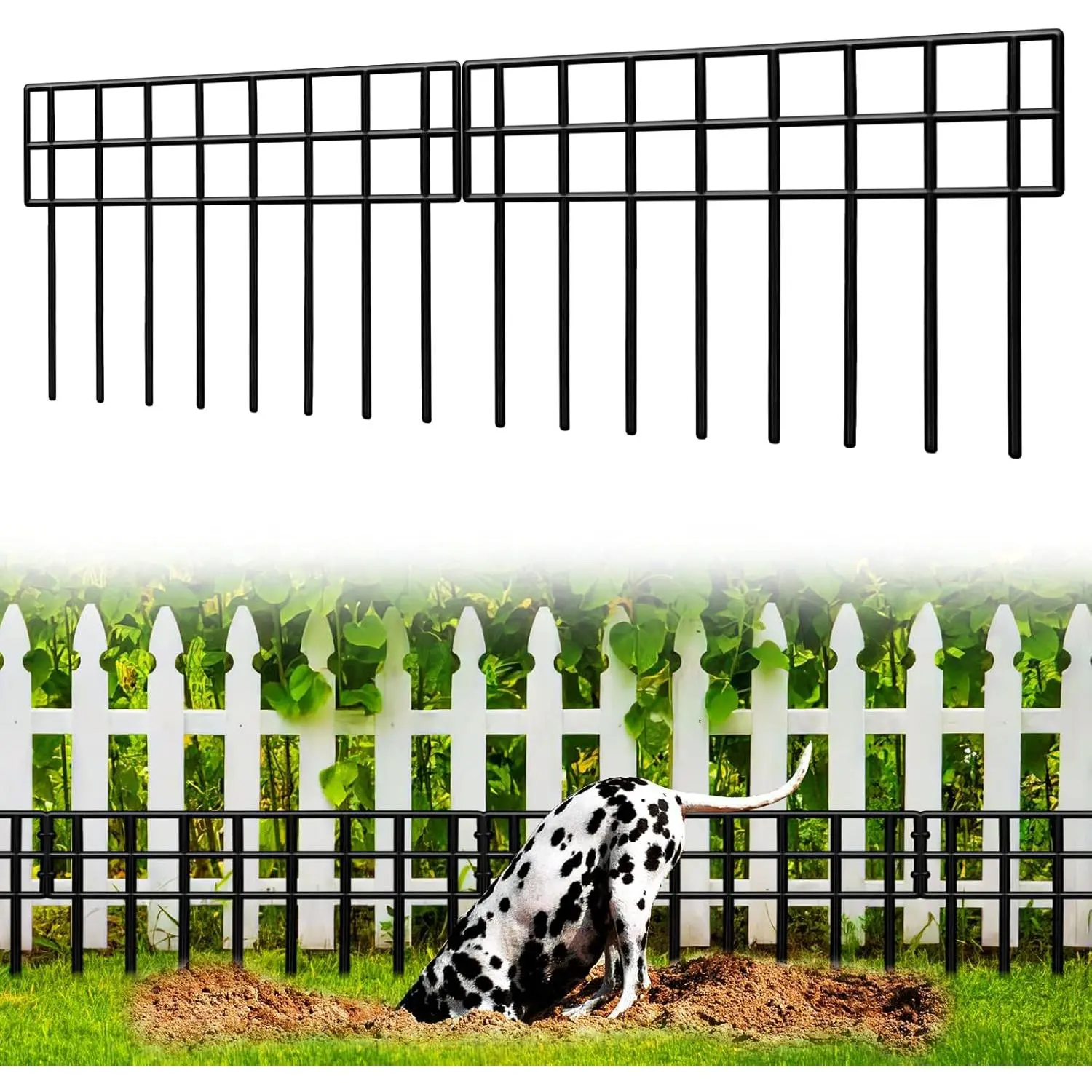 Barrier Fence, 14 Pack No Dig Fence Panels,19.52Ft(L) X 13Inch(H) Garden Fence Border, Dig Fence Barrier for Dogs Rabbits , Ground  Border for Outdoor, Yard, Patio