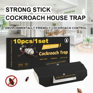 10pcs Strong Sticky Cockroach House Trap - Non-Toxic, Odorless & Easy to Use Physical Roach Killer for Kitchen, Bathroom, Bedroom,  Car & Garage - 360° Lure with Gourmet Bait, High Adhesion Glue Board for Indoor Pest Control