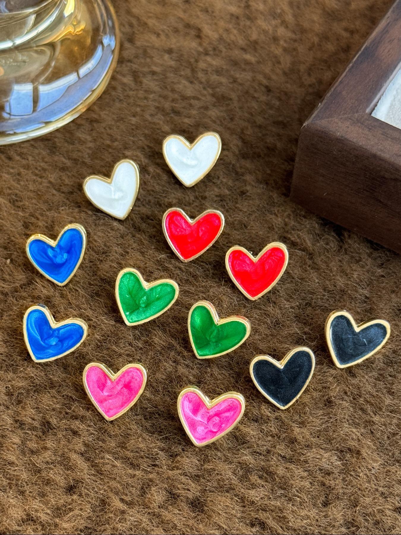 Heart Shaped Stud Earrings, Fashionable Earrings for Women & Girls, Casual Jewelry for Party, Daily Clothing Decor, Trendy All-match & Exquisite Jewelry for Gift, Flat Back Earrings, Studs Earrings