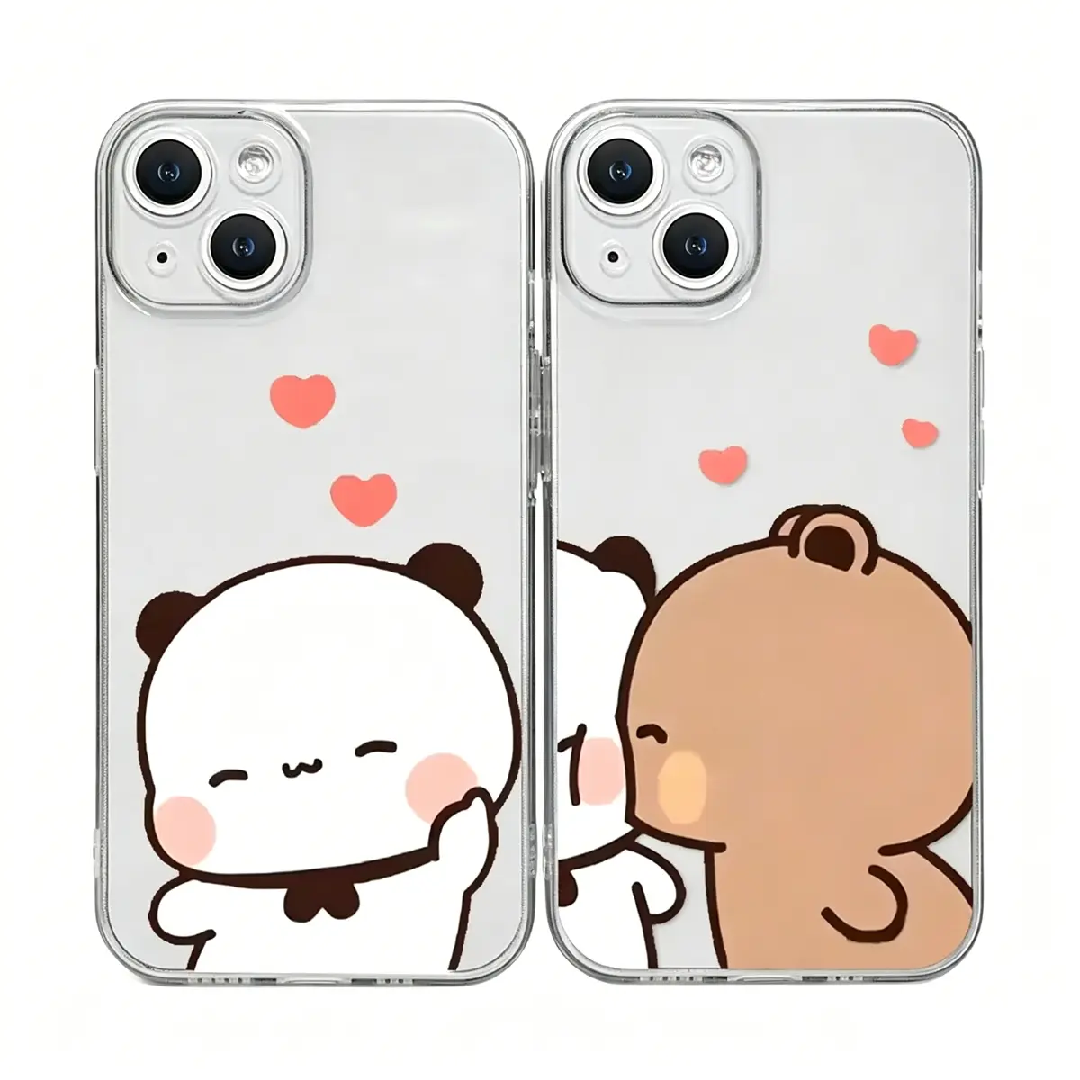 Cute Cartoon Bubu Dudu Couple Silicone Phone Case - Durable Polycarbonate Shockproof Protection with Camera Guard for iPhone 17 Pro Max,16 Pro,15,14 Plus,13,12,11 & Samsung S26-S23 Plus Ultra