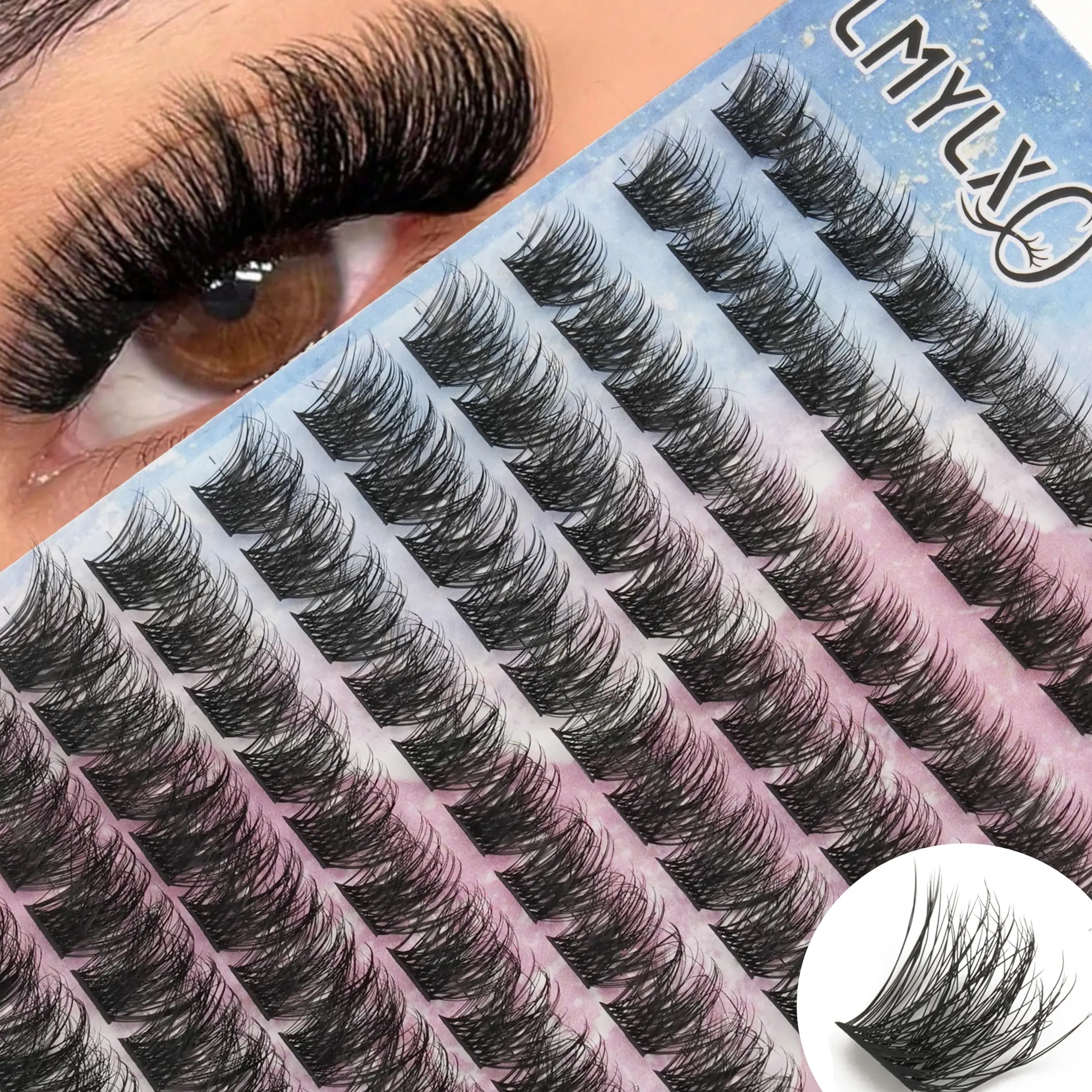 156 Pcs European Style False Lashes, Segmented Cluster Design, Dense Hair Flow, Adjustable Eye Makeup, Ideal for Parties and Events