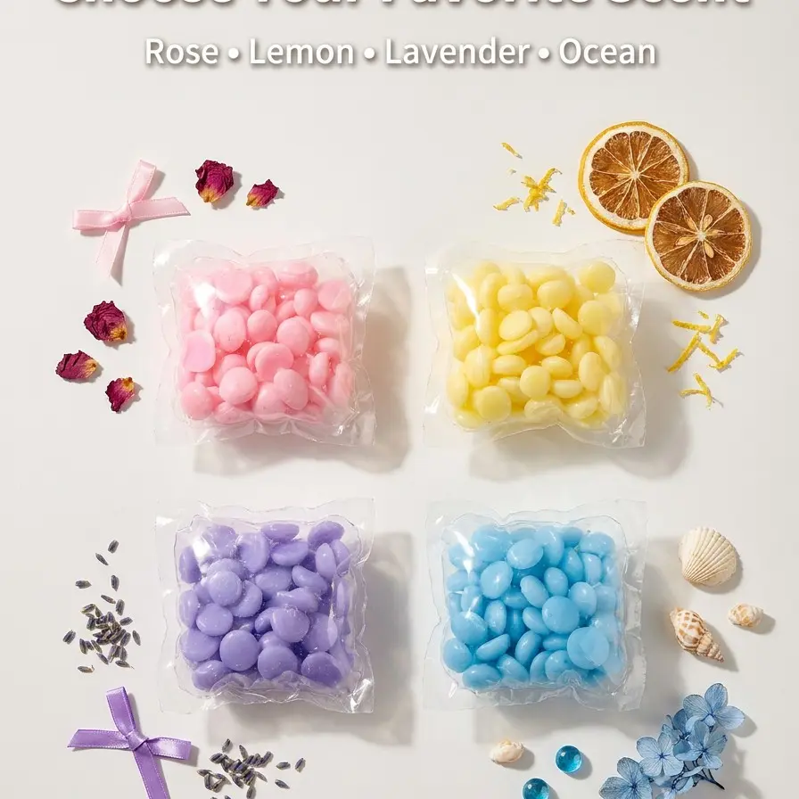 Laundry Scent Booster Beads, Long-Lasting Lemon Fragrance, Antibacterial & Mite-Removal, Softening Effect, Pack of 30/50/100