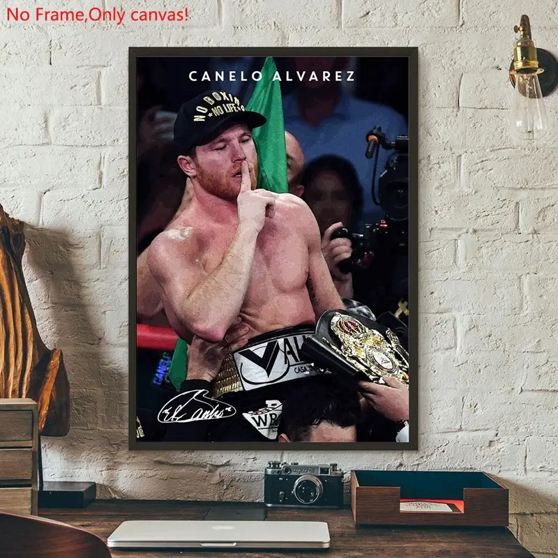 1 piece/set frameless canvas painting print poster, Classic realistic Boxing Sports star art, Canelo Alvarez, a perfect gift for mixed martial arts loves, ideal gift for bedroom, living room, dorm hallway, kitchen,s mural, wall decor