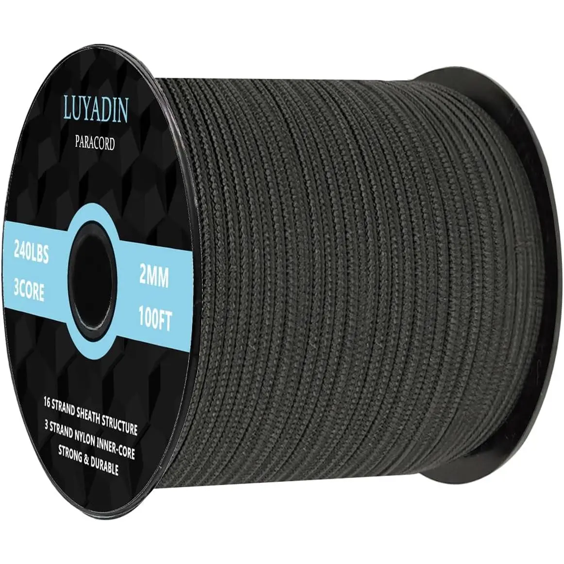 2mm 240lb Micro Utility Paracord 3 Strand Parachute Spool Cord 100ft 200ft for Camping Hiking Fishing Outdoor and DIY
