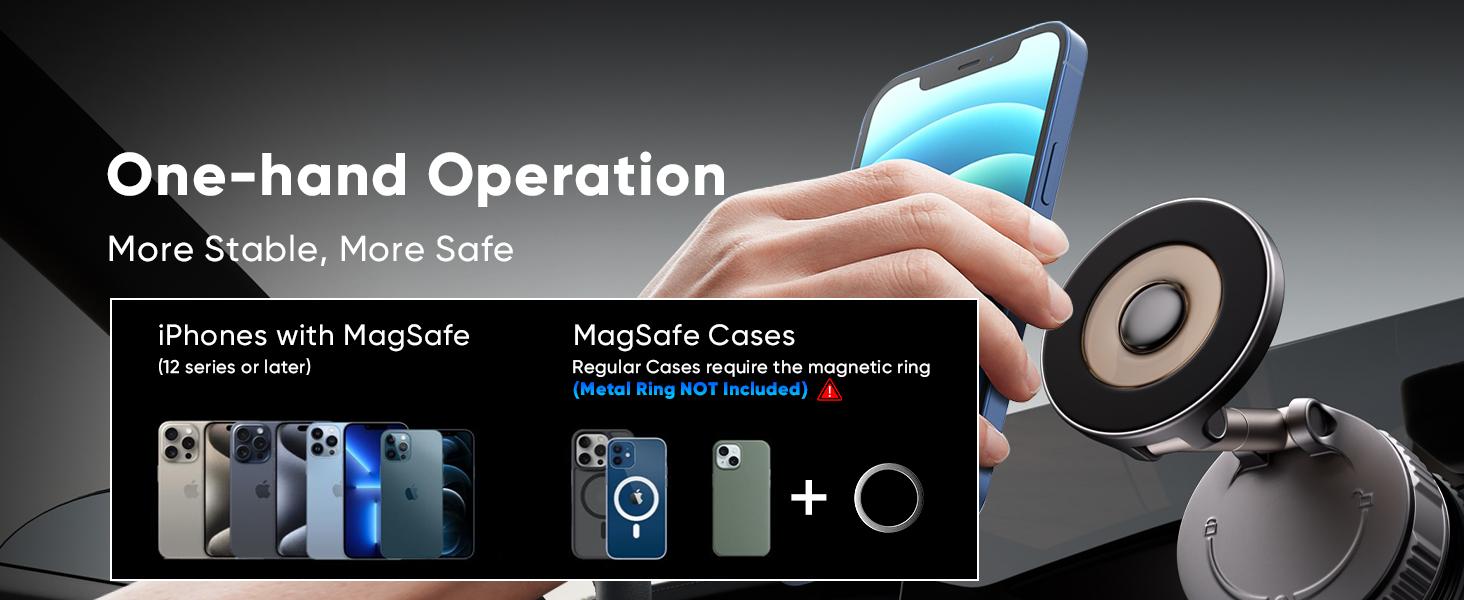 Car phone bracket, Magsafe car phone bracket [upgrade strong attraction and magnetism] 360 adjustable magnetic car phone bracket, suitable for iPhone and Android Android.