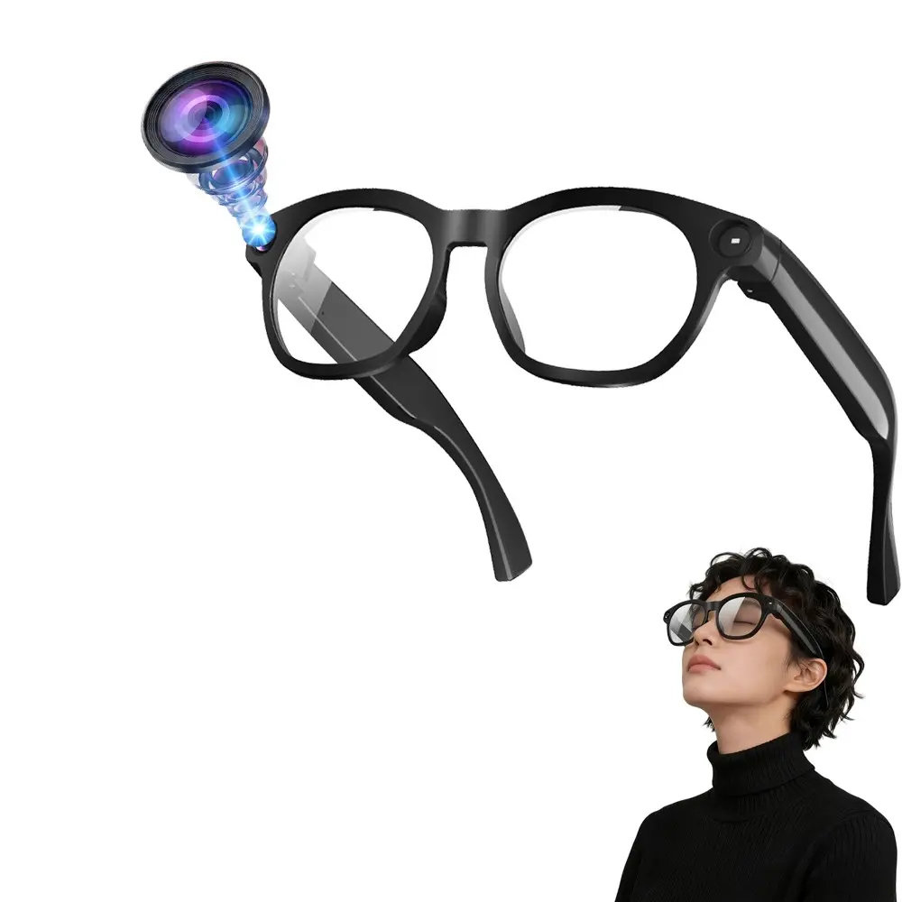 AI Glasses with 2 Lenses, Wireless Translation Glasses, 8MP Camera, 4GB Memory Build-in, Video Recording, Build-in Mic & Speakers, Bluetooth Calling, AI Real Time Translation, Type C Charging Support