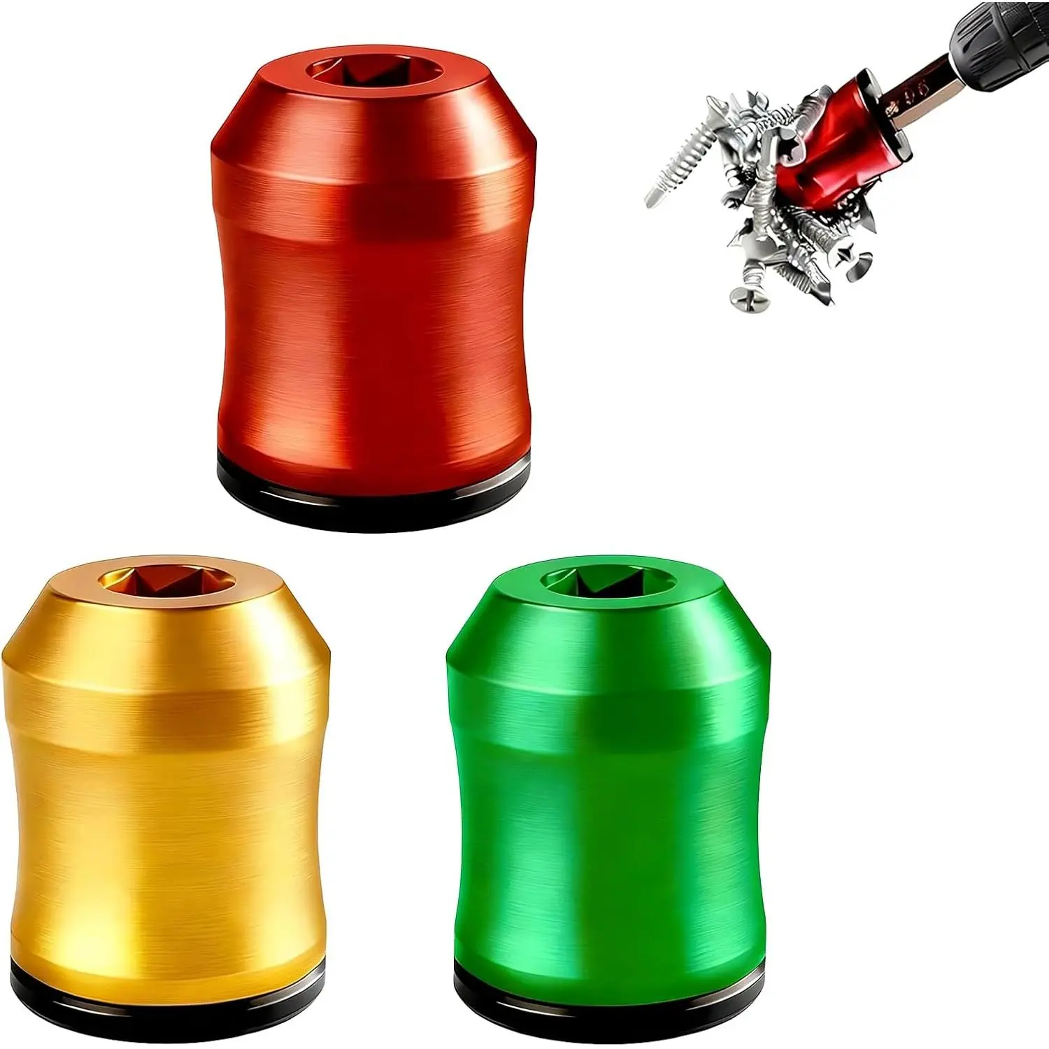 Strong Magnetic Screw Ring,Magnetic Screw Holder,Bit Magnetizer,Removable Screwdriver Head Magnetic Ring,For Heavy-Duty Magnetic Screw Ring for Hex Screwdrivers & Power Drills (3Pcs)