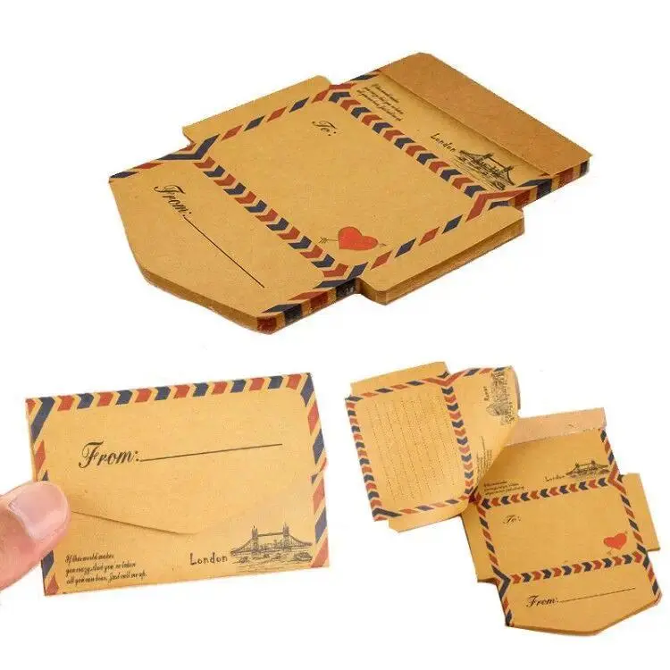 Sharkbang New Arrival 45 Sheets Vintage Creative Foldable Kraft Envelope Memo Pad Notes Message Paper Card Paperlaria Stationery