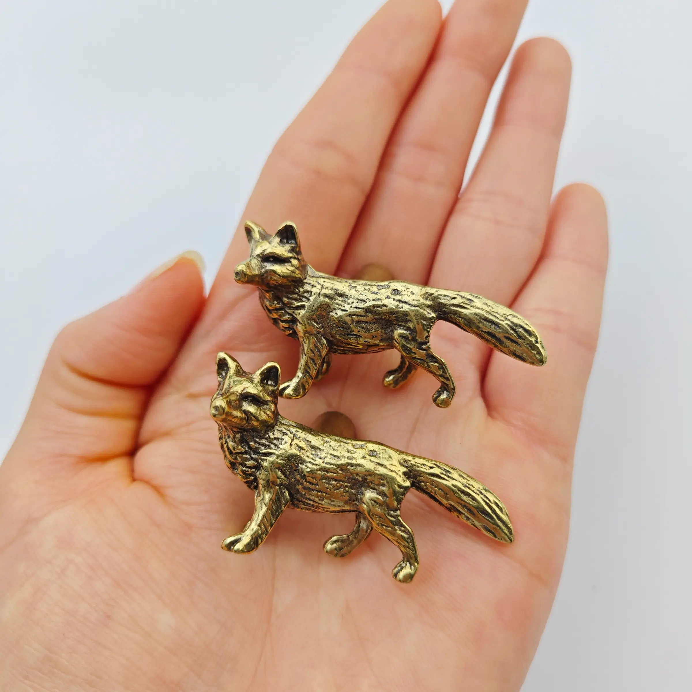 Brass Fox Cabinet Pull Animal Dresser Drawer Knobs Kitchen Cabinet Handle Antique Finish Hardware Home Kitchen Decor-Set of 2