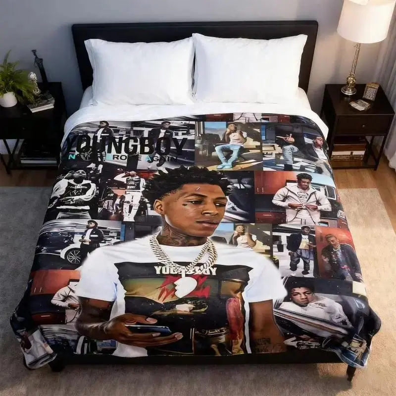 YoungBoy Never Broke Again Wrinkle-Free Soft Lightweight Polyester Flannel Throw Blanket, Indoor Outdoor Bedroom Sofa Decor, Matches cooling blankets pillows couch cover for sofa bedding set, Christmas Thanksgiving Birthday Gift for Hip Hop Fans