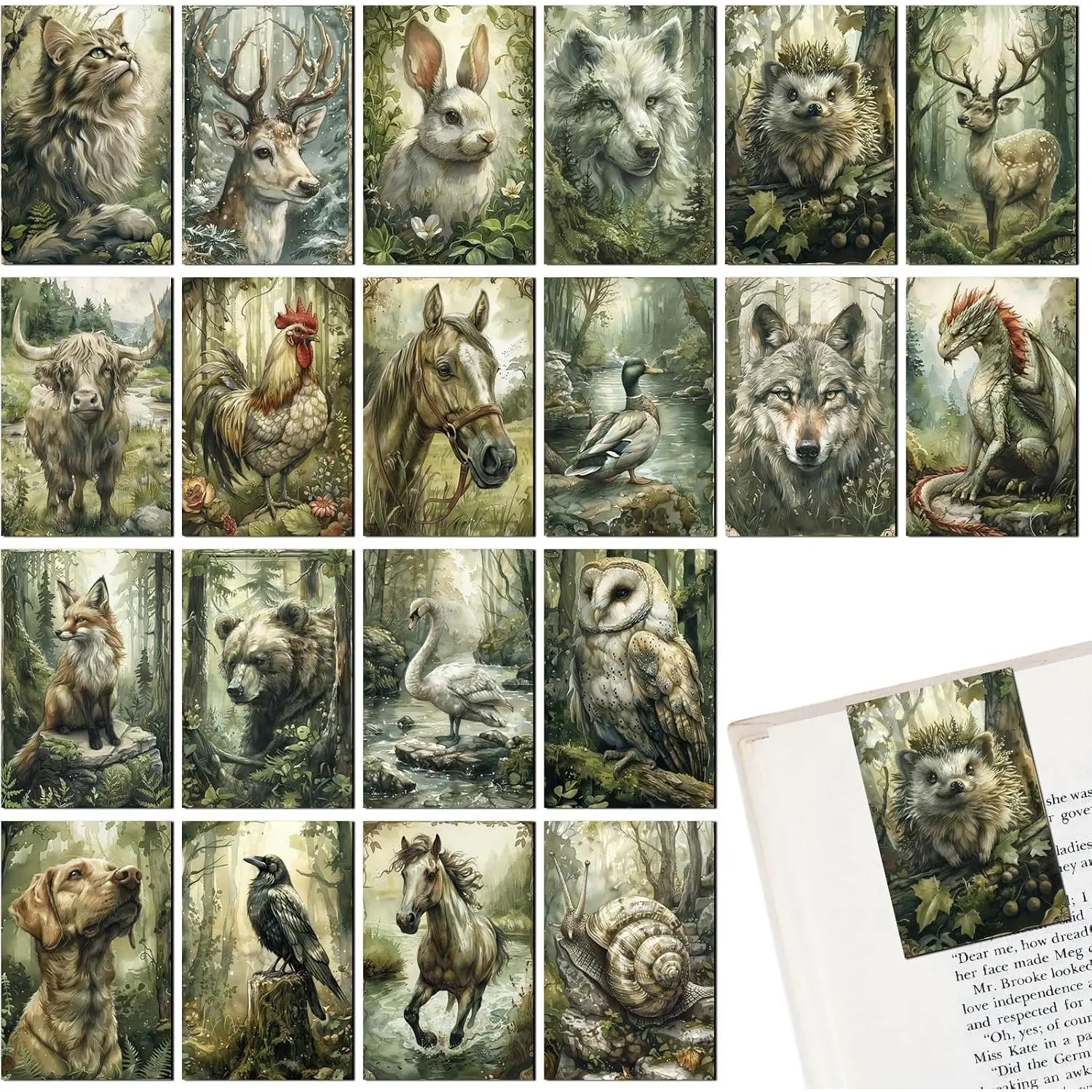 Bookmarks Gifts - 20 count Forest   Book Marks Personalized Fantasy Cool Green Nature Bulk Page Marker Clips Reading Lovers Women Men Readers School Accessories