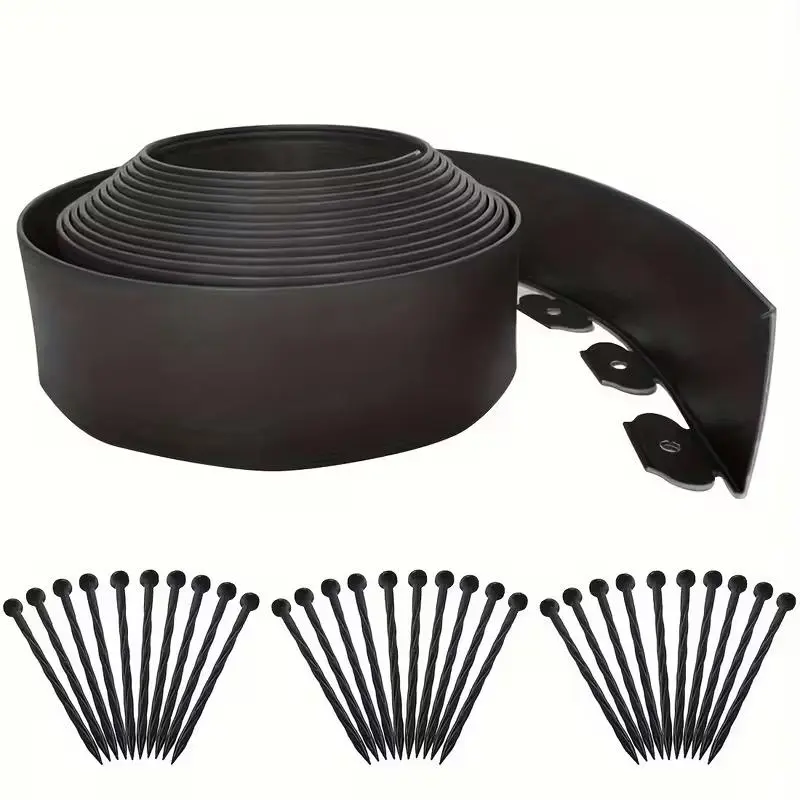 33 foot flexible garden frame, landscape edge [super high 4 inches] mini plastic fence with 30 stakes, lawn edge kit no excavation required, suitable for courtyard flower beds, grass black Fencing