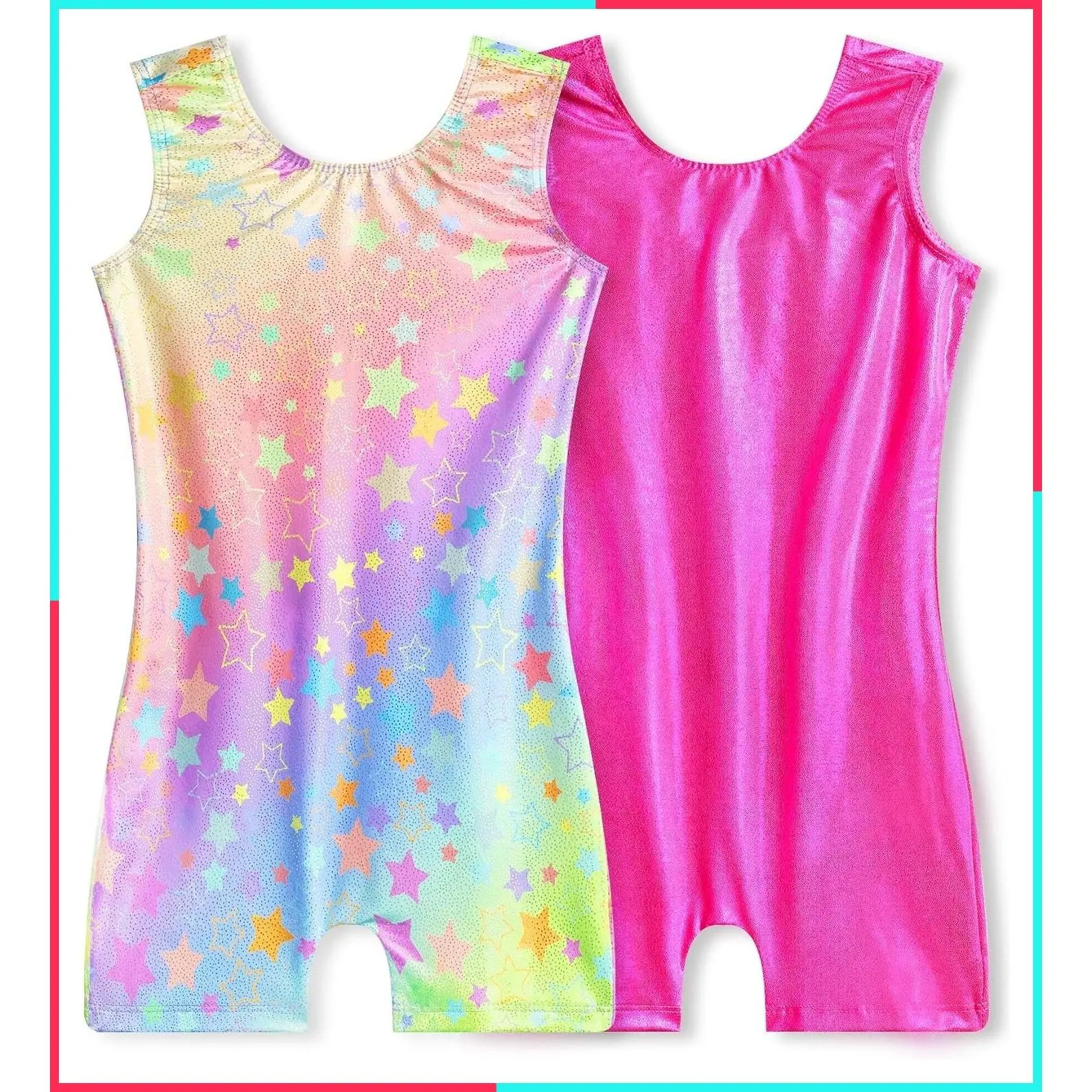 Girls Sleeveless Sparkly Gymnastics Leotards Biketards | Stretch Fabric, Comfortable Fit, Athletic Dance Bodysuit for Tumbling & Stage Performance