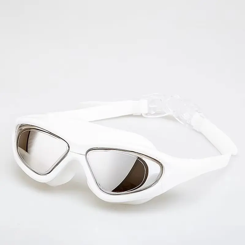 Large Frame Sports Goggles for Adults, HD Waterproof Anti-Fog Electroplated Swim Goggles, Unisex Plain Glasses for Outdoor Activities