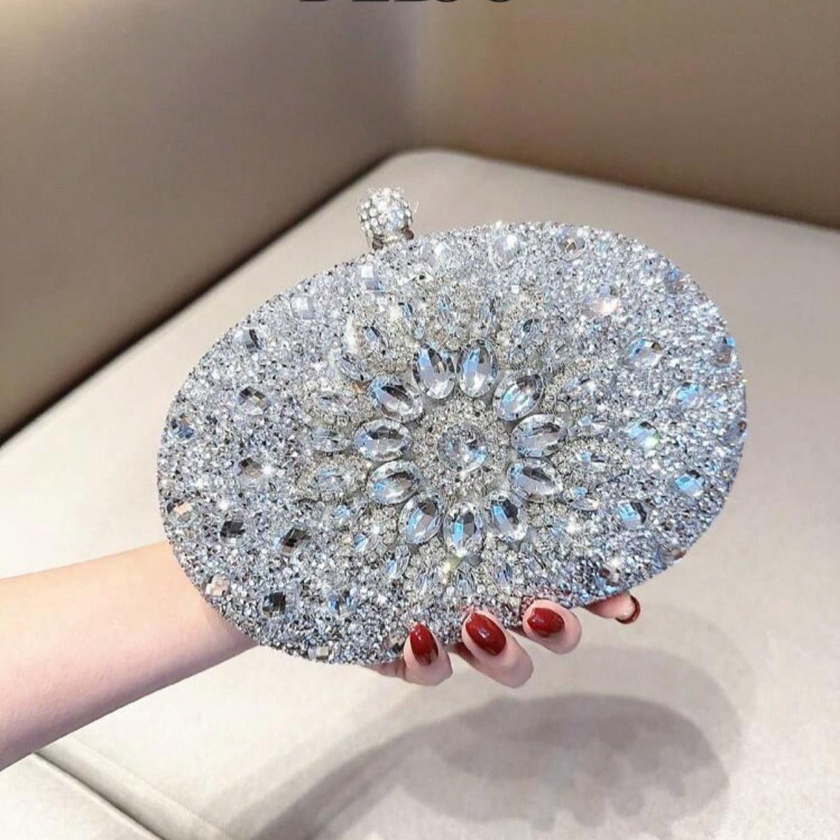 Rhinestone Decor Purses for 2026, Inspired Bride Clutch Handbag Bucket Bag Mini Bag Faux Evening Bag Dinner Bag Glamorous Crossbody Bags Shoulder Bag for Woman Perfect for Party, Dinner, Christmas