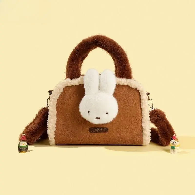 Kawaii Miffy Rabbit Tote Bag Cute Cartoon Plush Single-shoulder Autumn Winter Tote Bag Cute Boris Hand-held Crossbody Bag