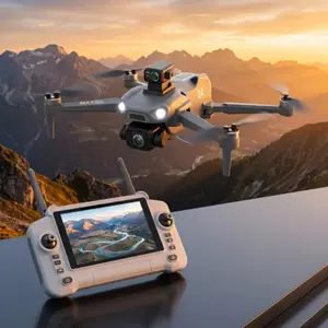M24 Foldable GPS Drone with 4.5 Inch Touch Screen Controller,8K HD Dual Camera EIS Image Stabilization,Ultra Long Flight Time,All-Round Obstacle Avoidance,Multiple Auto Return,Brushless Motor RC Quadcopter with 2 Ba