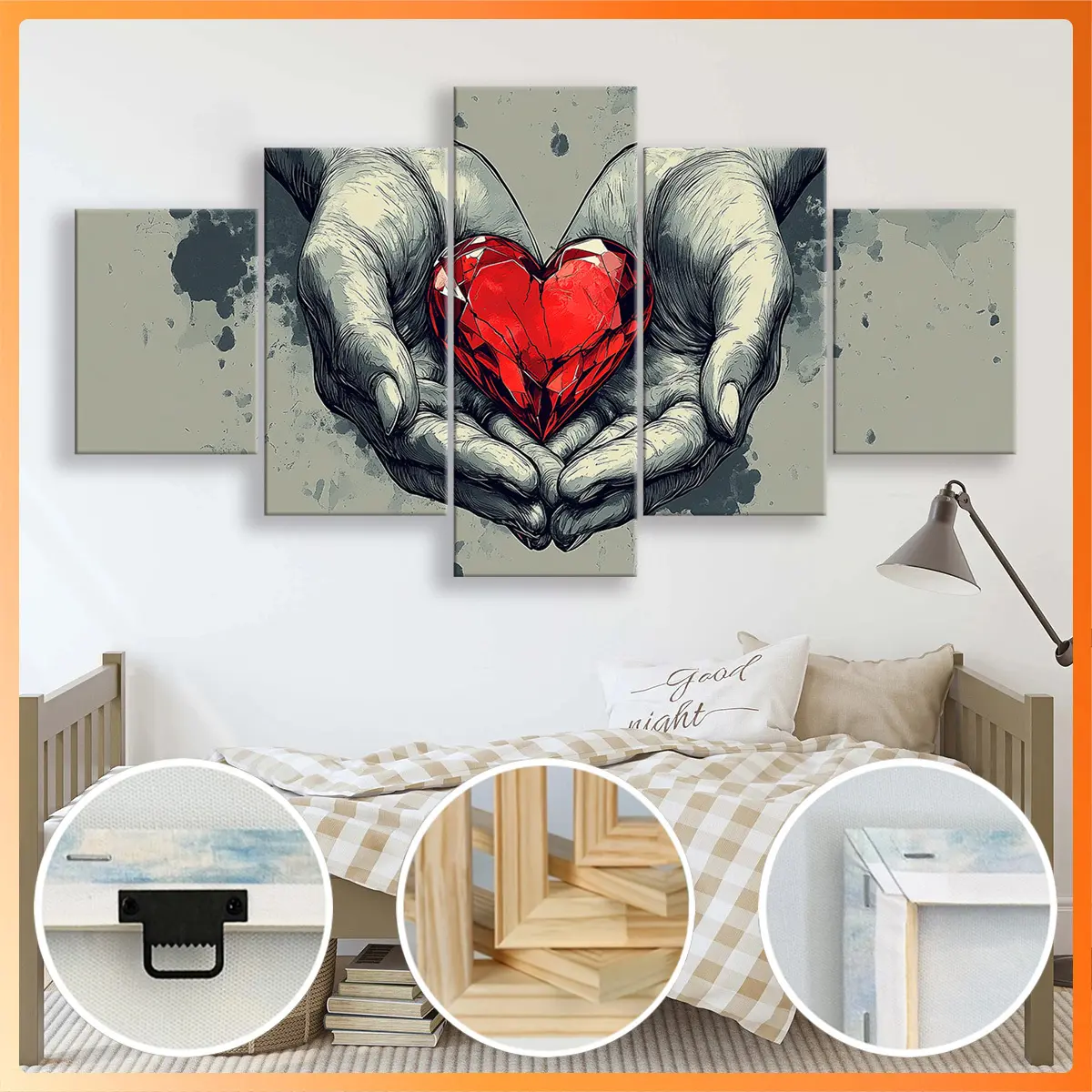 5-Piece Wooden Framed Canvas Paintings, Ideal Valentine's Gift To Convey Beautiful Love Between Lovers, Love Themed Posters, Home Decor Pattern Art, Suitable For Wall Decoration In Living Rooms, Bedrooms, Offices, Bars And Dining Rooms, High-Quality Water
